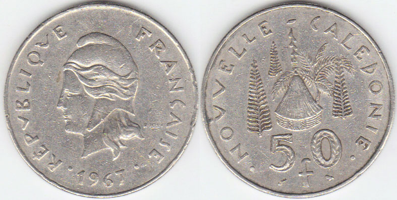 1967 New Caledonia 50 Francs A001934